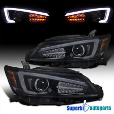 Fits 2011-2013 Scion tC Glossy Black Projector Headlights LED Signal Strip 11-13 picture