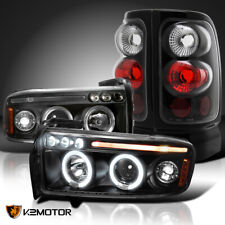 Fits 1994-2001 Ram 1500 2500 Black LED Halo Projector Headlights+Tail Brake Lamp picture