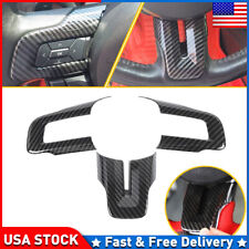 3PCS Carbon Fiber Car Steering Wheel Decor Cover Trim For 2015-2022 Ford Mustang picture