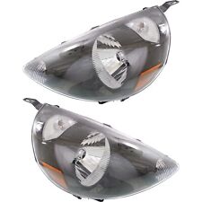 Headlight Set For 2007-2008 Honda Fit Left and Right Black Housing With Bulb 2Pc picture