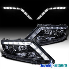 Fits 2010-2012 Ford Fusion Projector Headlights Glossy Black Smoke LED Bar Lamps picture
