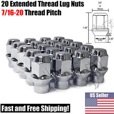 20Pc 7/16-20 Extended Thread ET Cone Lug Nuts For Chevy Caprice Impala El Camino picture