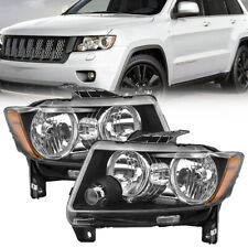 Black Headlights Pair For 2011-2013 Jeep Grand Cherokee 2011-17 Compass Halogen picture