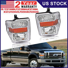 FOR 08-10 FORD F250-F550 SUPER DUTY CHROME HOUSING AMBER CORNER HEADLIGHT LAMPS picture