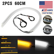 2x 60cm LED Switchback DRL Tube Light Strip Amber Sequential Flow Turn Signal picture