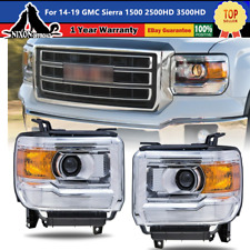 For 14-15 GMC Sierra 1500 15-19 2500 HD Projector Headlights Halo Chrome Pair picture