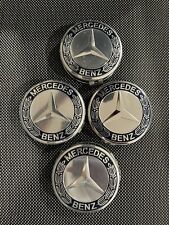 Set of 4 Fit Mercedes Benz Wheel Center Caps Hub Cap Blue AMG Wreath Emblem 75mm picture
