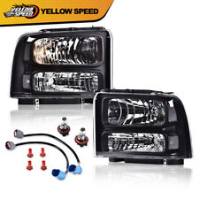 Fit For 99-04 Ford Super Duty Excursion Black Headlights Conversion Kit W/ Bulb picture