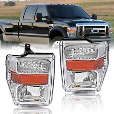For 2008-2010 Ford F250 F350 F450 F550 Super Duty Chrome Headlights Lamps Pair picture