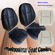 Black Leather Seat Cover + Foam Cushion For 07-14 GMC Sierra Driver & Passenger picture