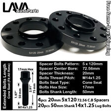 4PC 20MM THICK 5X120 72.56MM C.B WHEEL SPACER+20 14X1.25 BOLT FIT BMW MINI MODEL picture
