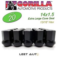 (20) Gorilla Lug Nuts, Factory Style Bulge, 14mm x 1.50, Black, 14x1.5 61148FSBC picture
