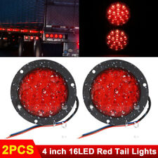 2PCS Red 4 Inch 16 LED Round Truck Trailer Tail Stop Turn Brake Light Waterproof picture