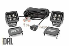 Rough Country 2-inch Square Cree LED Lights-Pair | Black Series w/ Amber DRL picture