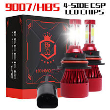 Pair 4-Sided 9007 LED Headlight Kit 2000W 300000LM Hi-Low Beam Bulbs 6000K White picture