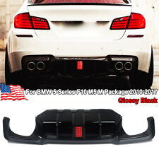 Glossy Black Rear Diffuser w/Red LED Light For BMW F10 540i M5 M Sport 2006-2017 picture