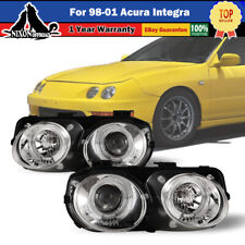 For 1998 1999 2000 2001 Acura Integra Projector Halo Headlights Chrome PAIR L+R picture