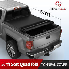 5.7/5.8FT Soft 4-Fold Tonneau Cover For 2009-2024 Ram 1500 Truck Bed w/ Led Lamp picture