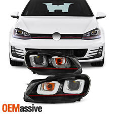 Fits [Red Stripe Edition] 10-14 VW Golf GTI Black LED Tube Projector Headlights picture