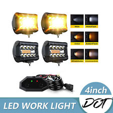 4x 4inch Amber LED Work Light Bar Strobe Light Reverse Fog Lights For SUV ATV picture