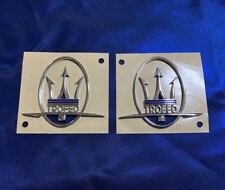 MASERATI TROFEO SIDE TRIDENT EMBLEM LEFT AND RIGHT SET ADHESIVE TYPE NEW UNUSED picture