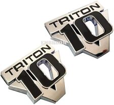 2x V10 Triton Emblems, Decals Stickers for F Series Trucks Chrome Black picture