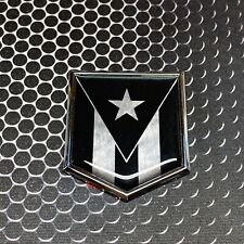 Puerto Rico Black metallic Flag Domed CHROME Emblem Car 3D Sticker 2