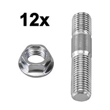 M10 x 1.25 12pcs Manifold Stud Assembly Bolts Kit Stainless Steel Nuts picture