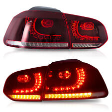 VLAND Pair LED Tail Lights For VW GOLF MK6 GTI R 2010-2014 Cherry Red Rear Light picture