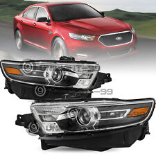 For 2013-2019 Ford Taurus Halogen w/Grey Bezel Projector Headlights Lamp Set L+R picture