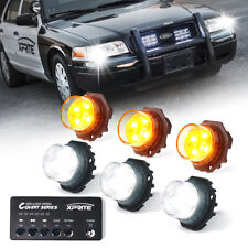 Xprite 6x White/Amber LED Strobe Lights Kit Hideaway Car Truck Emergency Warning picture