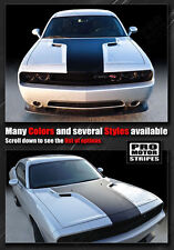 Dodge Challenger 2008-2021 Solid Style T-Hood Stripes Decals (Choose Color) picture