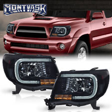 Fit For 2005-2011 Toyota Tacoma Smoke/Black LED Tube DRL Headlights Headlamps  picture