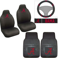 5PC NCAA Alabama Crimson Tide Front Seat Covers Floor Mats Steering Wheel Cover picture
