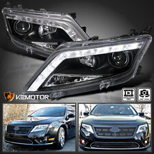 Black Fits 2010-2012 Ford Fusion LED Strip Projector Headlights Lamps Left+Right picture