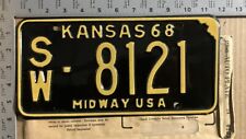 1968 Kansas license plate SW 8121 YOM DMV Seward SHOW CAR READY 10279 picture