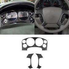 3Pcs Carbon Fiber Dashboard Steering Wheel Cover Trim For Silverado Sierra 07-13 picture