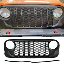 Front Grill Bumper Mesh Grille For Jeep Wrangler JK 2007-2017 upgrade to 2024 JL picture