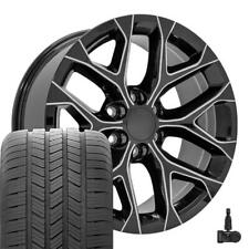 20 in Milled Black Snowflake CK156 Rims Goodyear Tire TPMS Set Fits Sierra Yukon picture