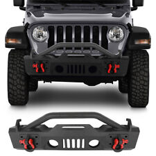 For 2007-21 Jeep Wrangler JK/JL Steel Front Bumper Complete w/Light Bar D-ring picture