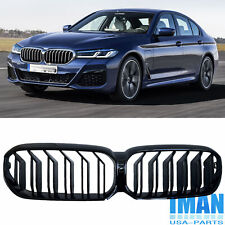 Gloss Black Front Kidney Grille Dual Slat Grill For BMW 5 Series G30 G31 2021-23 picture