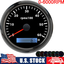 85mm Black 7 Colors LED Tachometer Gauge 0-6000RPM for Car Boat Truck US STOCK   picture