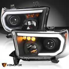 Fits 2007-2013 Toyota Tundra 08-17 Sequoia Black Projector Headlights LED Signal picture