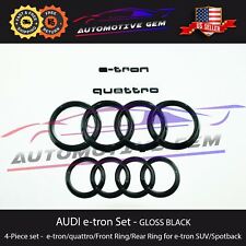 AUDI etron Emblem GLOSSY BLACK Grille & Trunk Ring quattro Logo Badge Kit e-tron picture
