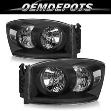 For 2006-2008 Dodge Ram 1500 2500 3500 Headlights Pair Black Headlamps 2PC 06-08 picture