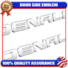 2x 3D Chrome Silver Door Side Denali Emblem for Yukon 2007-2020 Left Right Badge picture