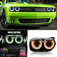 Pair RGB Color Change Front LED Headlights For 2015-2020 Dodge Challenger SE R/T picture