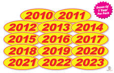Oval Model Years Vinyl Car Window Stickers (Red/Yellow) (12 of 1 Year Per Pack) picture