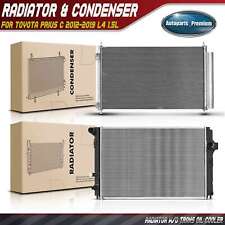 2Pcs Aluminum Radiator & AC Condenser Cooling Kit for Toyota Prius C 2012-2019 picture