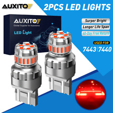 AUXITO 7443 7440 LED Red Strobe Flash Brake Stop Tail Parking Light Bulbs CANBUS picture